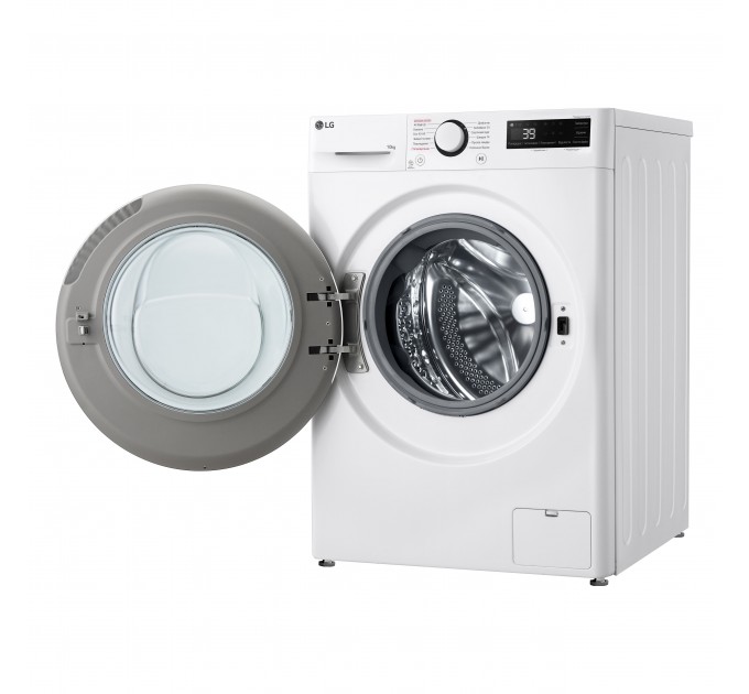 Стиральная машина LG фронтальная, 10кг, 1400, A, 57см, дисплей, пар, инвертор, белый
