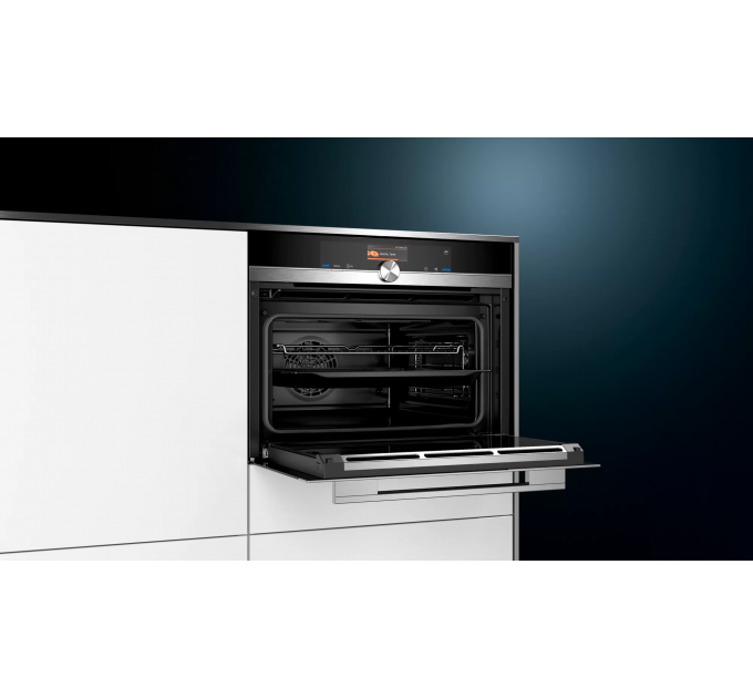 Духовой шкаф Siemens электрический компактный, 47л, A+, дисплей, конвекция, нерж