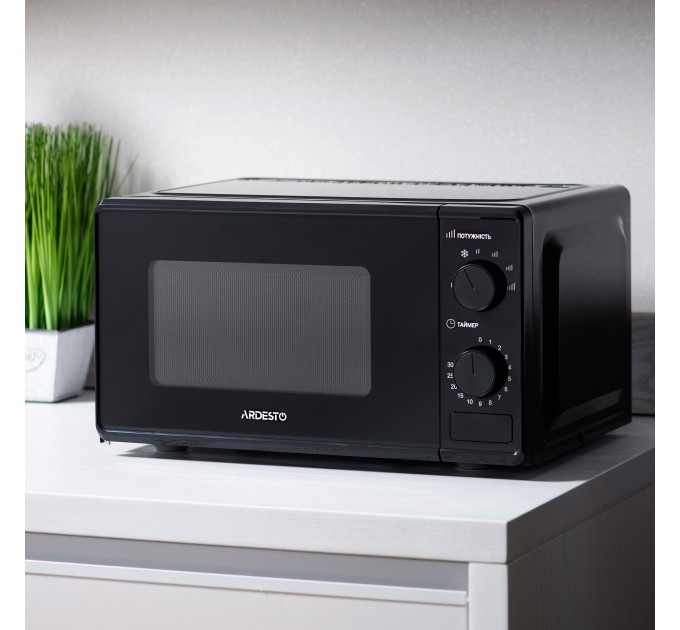 Мікрохвильова піч ARDESTO, 20л, мех.управл., 700Вт, відкр.кнопкою, чорний