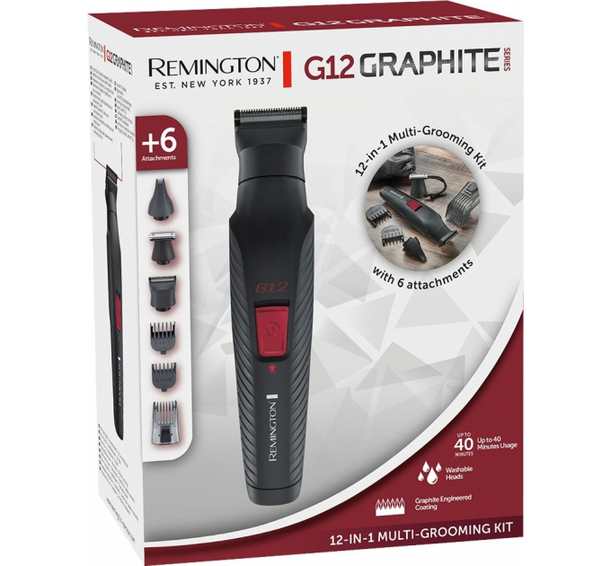 Набор для стрижки Remington Graphite для головы, усов, бороды,носа и тела, насадок-6, черный