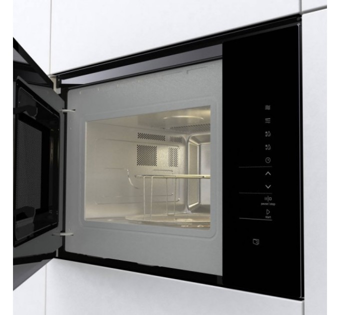 Мікрохвильова піч Gorenje вбудовувана, 25л, електр. управл., 900Вт, гриль, дисплей, інвертор, чорний