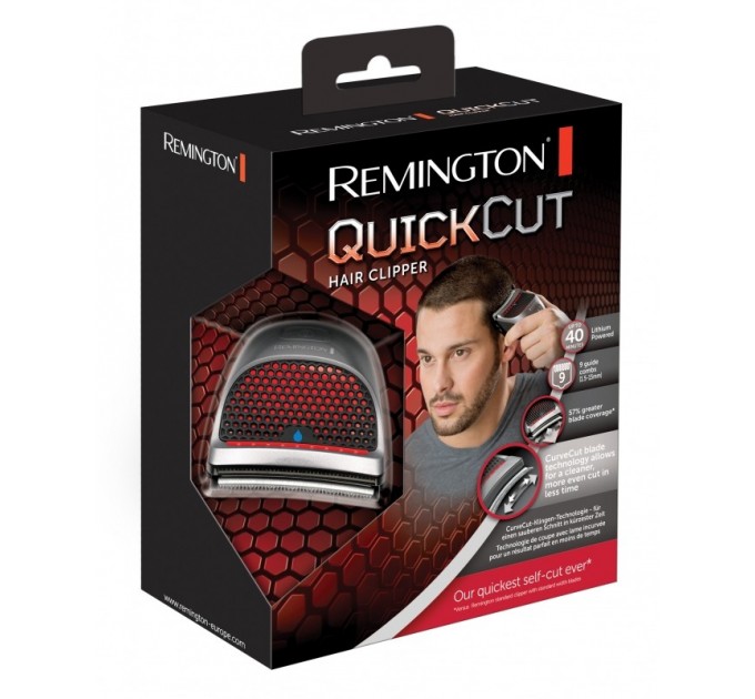 Машинка для стрижки Remington QuickCut Hairclipper, сеть+акум., роторный мотор, насадок-9, кейс, сталь, чорно-серебристый