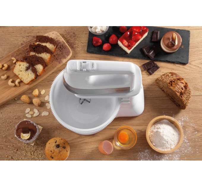 Міксер Gorenje стаціонарний 500Вт, насадки-4, чаша-пластик, 3л, білий