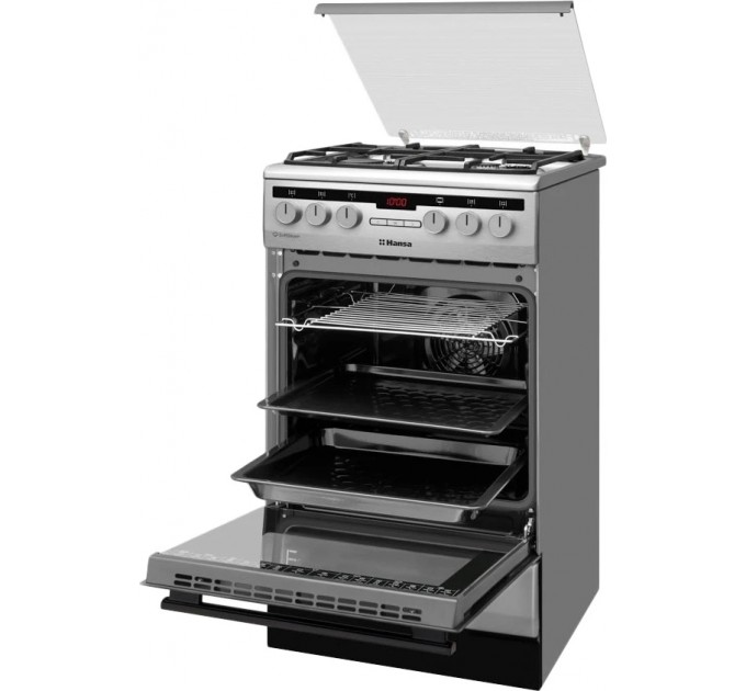 Плита Hansa комбинированная, 50х60см, 62л, чугун, газ контр., дисплей, серый