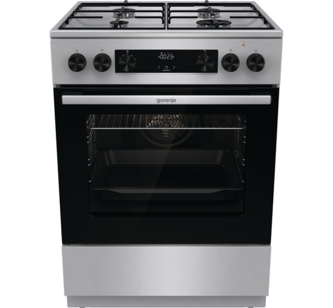 Плита Gorenje комби, 71л, 60x60см, дисплей, эмалированные реш, программатор IconLed,нерж