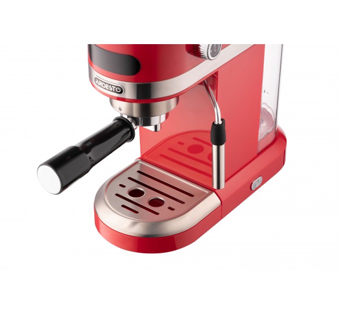 Кавоварка ARDESTO ріжкова 1.4л, мелена, ручний капучинатор, підігрів чашок, червоний