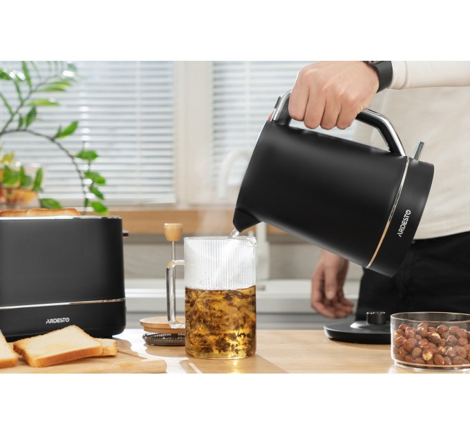 Електрочайник ARDESTO Timeless Elegance, 1.7л, Otter, пластик, чорний матовий