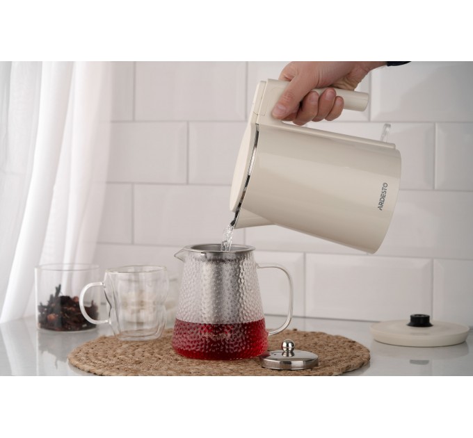 Електрочайник ARDESTO 1л, Strix, подвійні стінки, бежевий