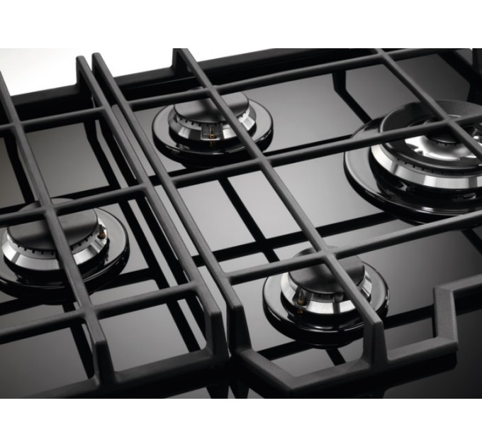 Варочная поверхность Electrolux газ на стекле, 60см, чугун, черный