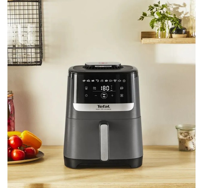 Мультипіч Tefal Easy Fry Silence, 1670Вт, чаша-5л, сенсорне керув., 10 програм, пластик, темно сірий-чорний