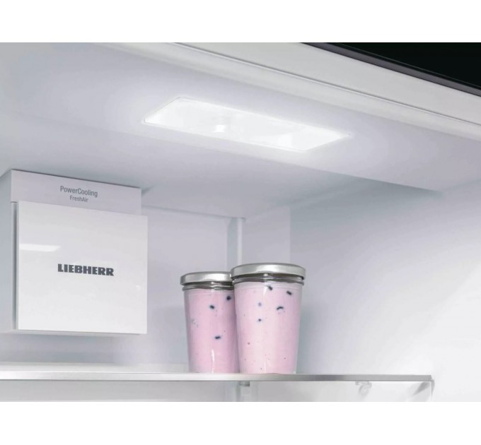 Холодильник Liebherr з нижн. мороз., 185.5x59.7х67.5, холод.відд.-225л, мороз.відд.-94л, 2дв., D, NF, диспл внутр., сірий
