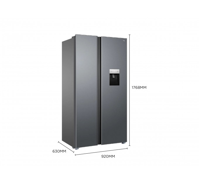 Холодильник TCL SBS, 177х92х63см, холод.отд.-322л, мороз.отд.-156л, 2дв., A++, NF, инв., диспл внешн., зона св-ти, диспенсер, нерж