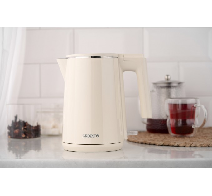 Електрочайник ARDESTO 1л, Strix, подвійні стінки, бежевий