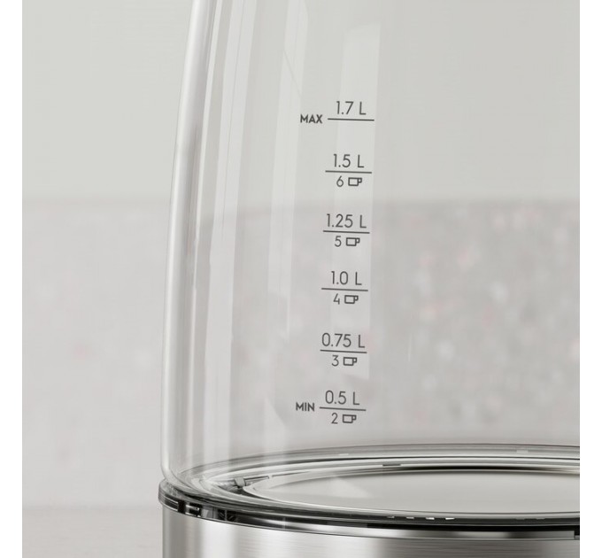 Электрочайник Electrolux 1.7л, Strix, стекло, серебристо-черный
