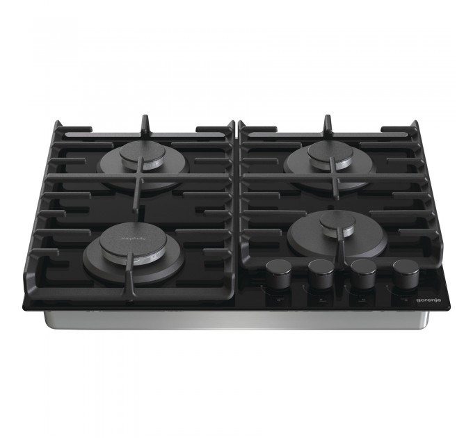 Варильна поверхня Gorenje газова на склі, 60см, чавун, чорний