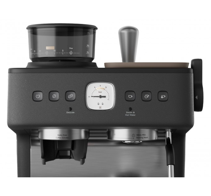 Кавоварка Electrolux ріжкова, 3л, зерно+мелена, ручний капуч, кавомолка, підігрів чашок, подача гар. води, чорний