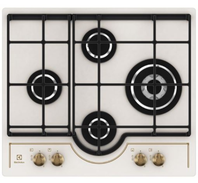 Варильна поверхня Electrolux газова на склі Rococo, 60см, чавун, шампань