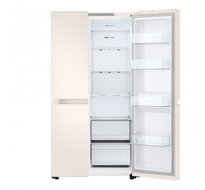 Холодильник LG SBS, 179x91х74, холод.отд.-423л, мороз.отд.-241л, 2дв., E, NF, инв., диспл внутр., бежевый