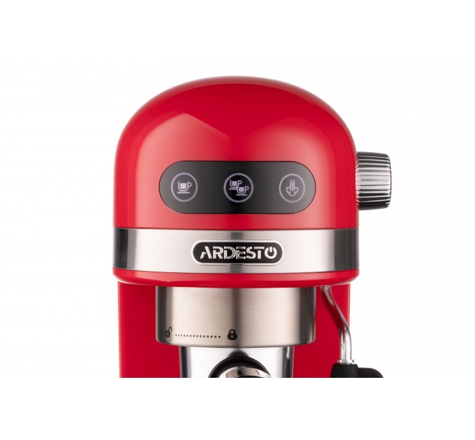 Кавоварка ARDESTO ріжкова 1.4л, мелена, ручний капучинатор, підігрів чашок, червоний