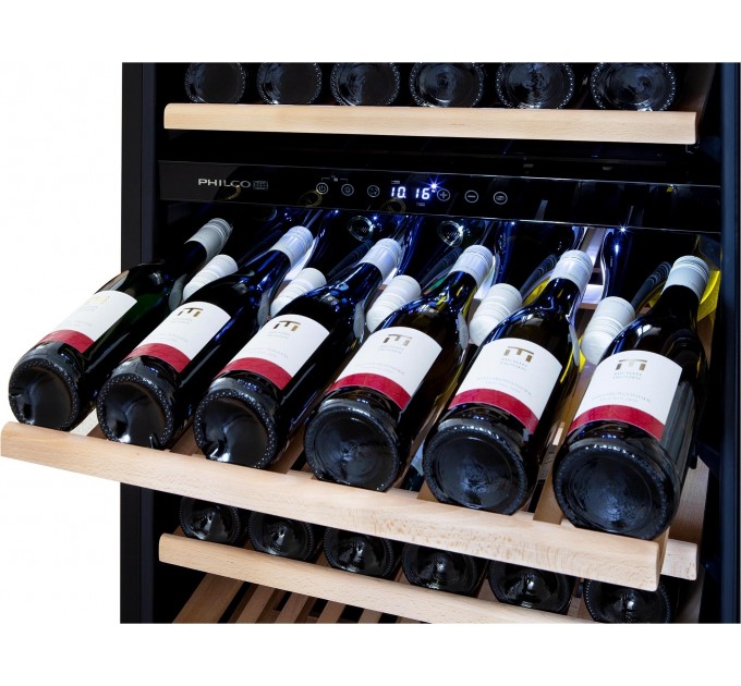 Холодильник Philco для вина, 81.3 х 59.5 х 57, холод.отд.-135л, зон - 2, бут-46, диспл, подсветка, черный
