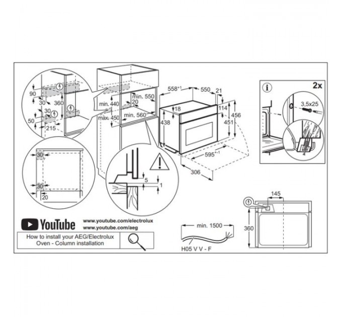 Мікрохвильова піч Electrolux вбудована, 44л, електрон. керування, 2100Вт, гриль, дисплей, чорний матовий