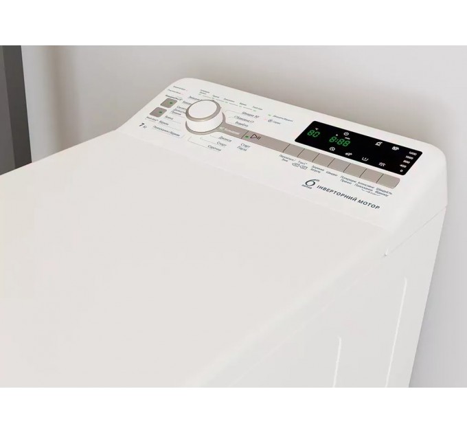 Стиральная машина Whirlpool вертикальная, 7кг, 1200, A+++, 60см, дисплей, инвертор, белый