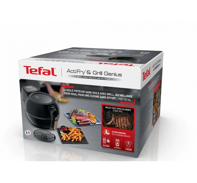 Мультипечь Tefal ActiFry & Grill Genius, 1500Вт, чаша-4л, сенсорне управл., пластик, подкл. к смартфону, черно-золотой