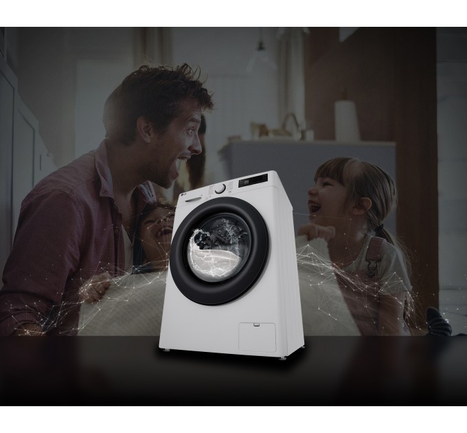 Стиральная машина LG фронтальная, 8кг, 1200, A, 48см, дисплей, пар, инвертор, белый