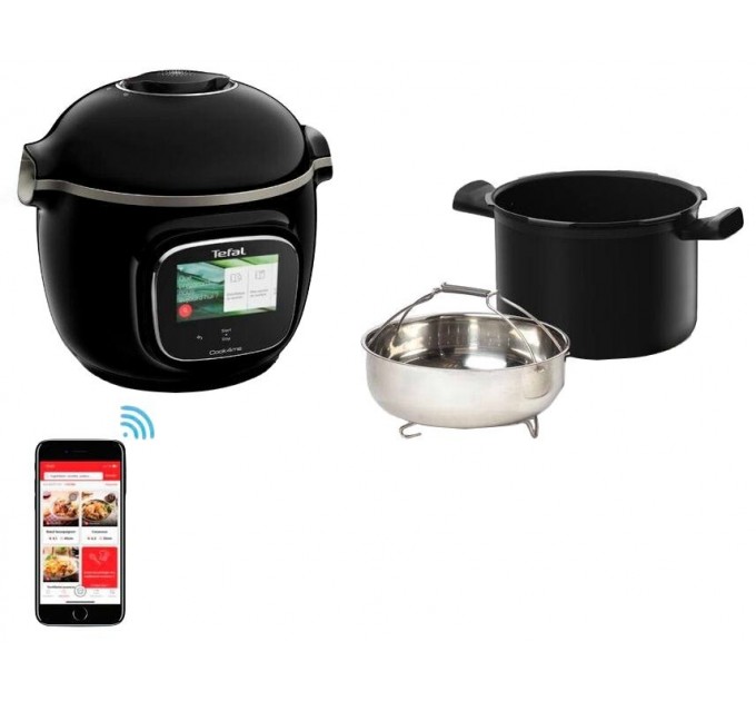 Мультиварка-скороварка Tefal Cook4me Touch, 1600Вт, чаша-6л, сенсорне керув., 13 програм, метал/пластик, чорний