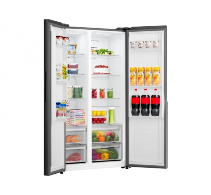 Холодильник SBS Gorenje, 179х62х92см, 2 дв., 345(186)л, А+, NF+, Инв. , Зона св-ти, Внешн.диспл, черный