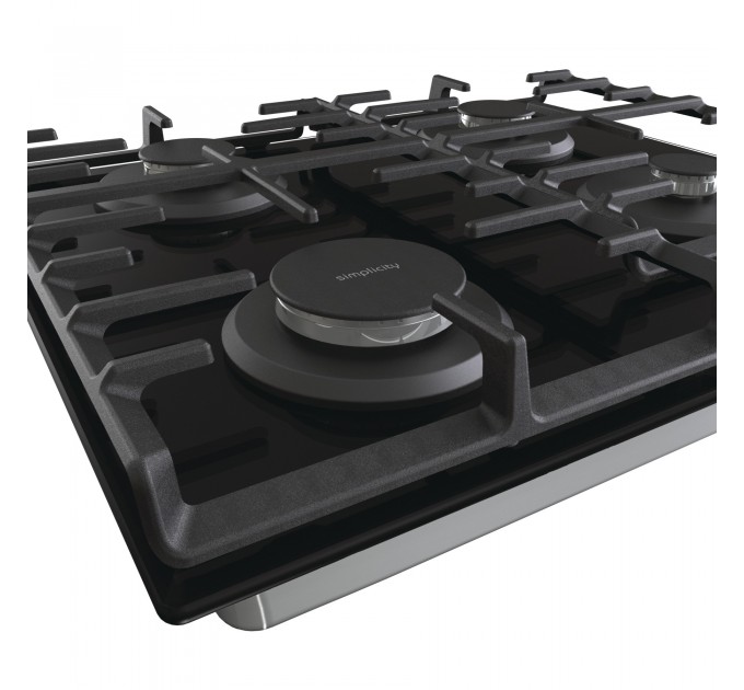 Варильна поверхня Gorenje газова на склі, 60см, чавун, чорний