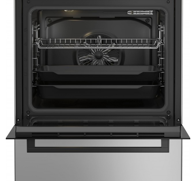 Плита Beko комби, 72л, 60x60см, дисплей, конвекция, серый
