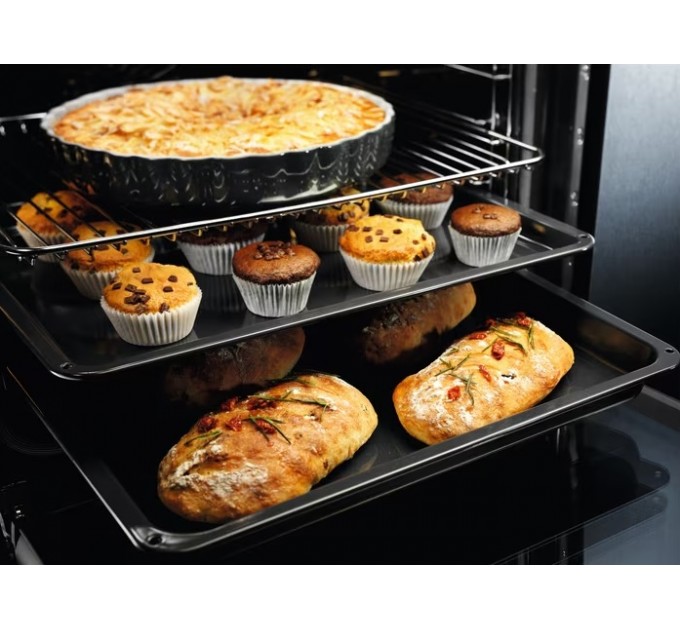 Духовой шкаф Electrolux электрический, 72л, А, пар, дисплей, конвекция, телескопические направляющие, ф-ция пароварки, черный