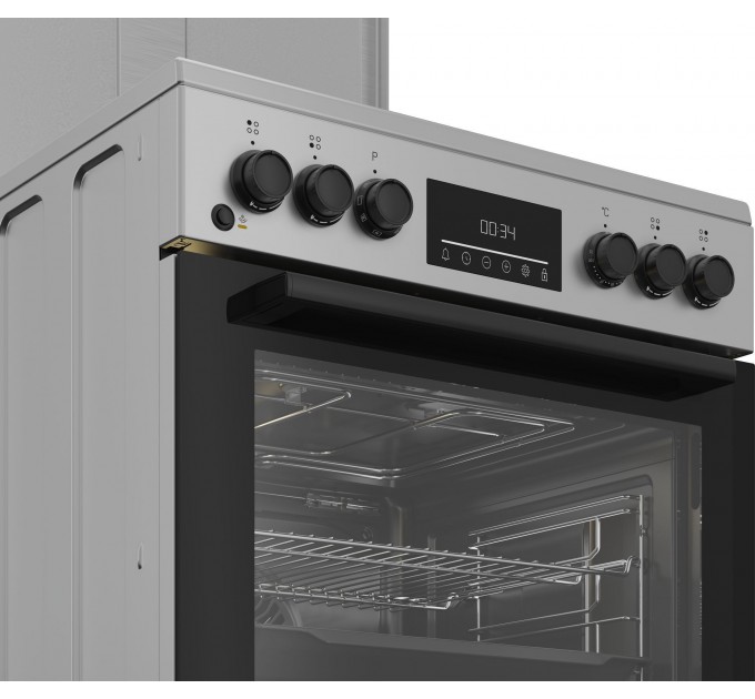 Плита Beko комби, 72л, 60x60см, дисплей, конвекция, серый