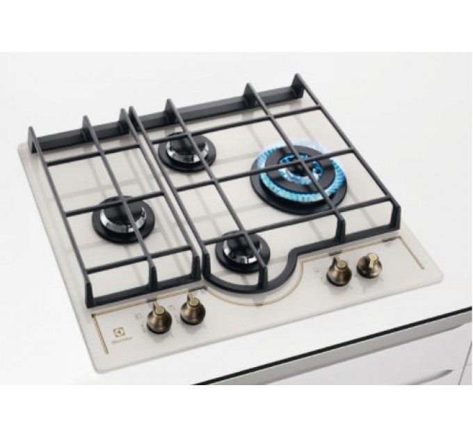 Варильна поверхня Electrolux газова на склі Rococo, 60см, чавун, шампань