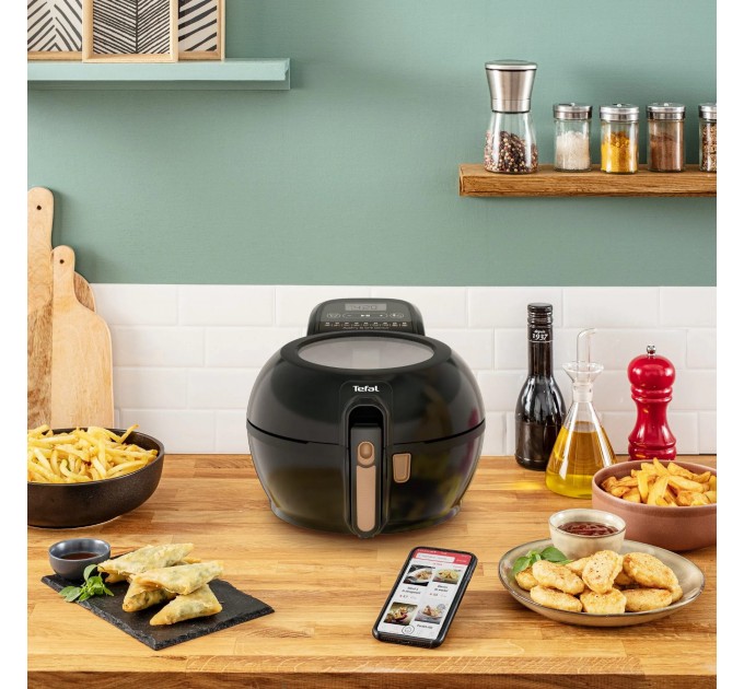 Мультипечь Tefal ActiFry & Grill Genius, 1500Вт, чаша-4л, сенсорне управл., пластик, подкл. к смартфону, черно-золотой