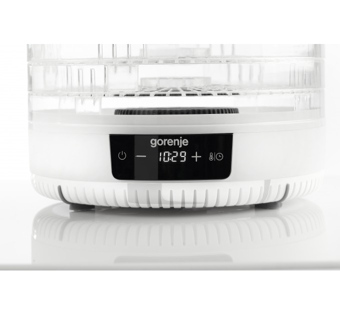 Сушка для продуктов Gorenje 380Вт, поддонов - 5x2.8см, диаметр - 31см, макс - 70°С, пластик, белый