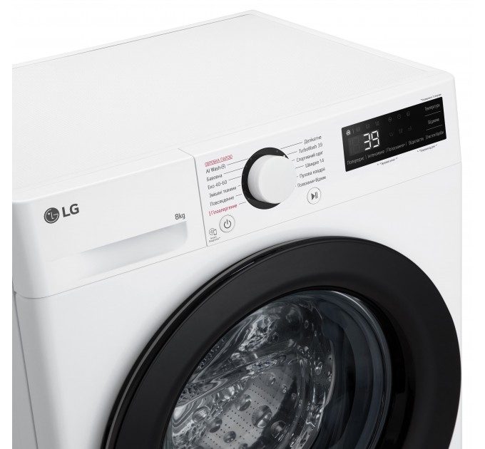 Стиральная машина LG фронтальная, 8кг, 1200, A, 48см, дисплей, пар, инвертор, белый