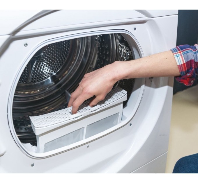 Сушильная машина Candy тепловой насос, 7кг, A++, 46,5см, дисплей, Wi-Fi + Bluetooth, люк серый, белый