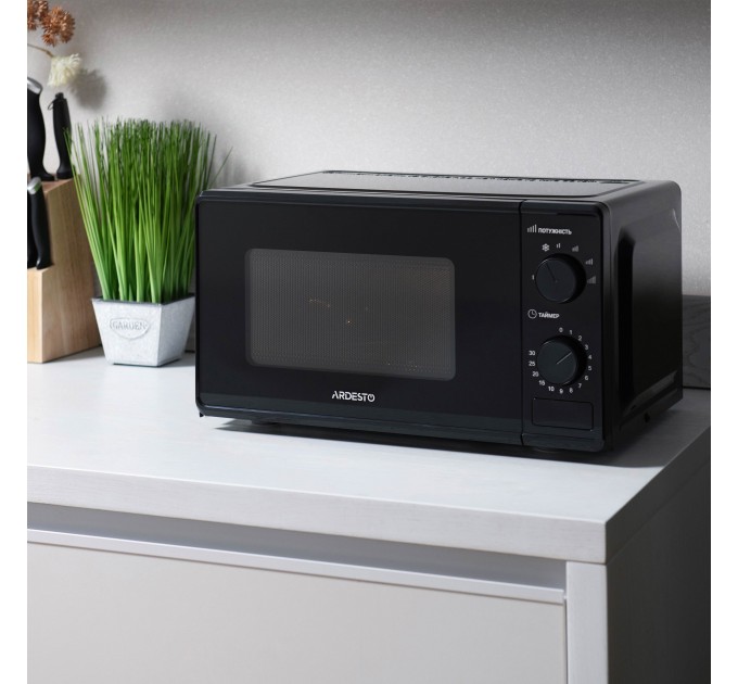 Мікрохвильова піч ARDESTO, 20л, мех.управл., 700Вт, відкр.кнопкою, чорний