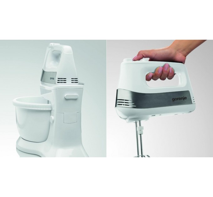 Міксер Gorenje стаціонарний 500Вт, насадки-4, чаша-пластик, 3л, білий