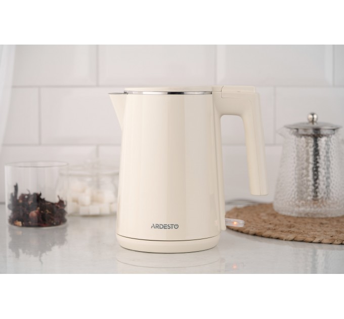 Електрочайник ARDESTO 1л, Strix, подвійні стінки, бежевий