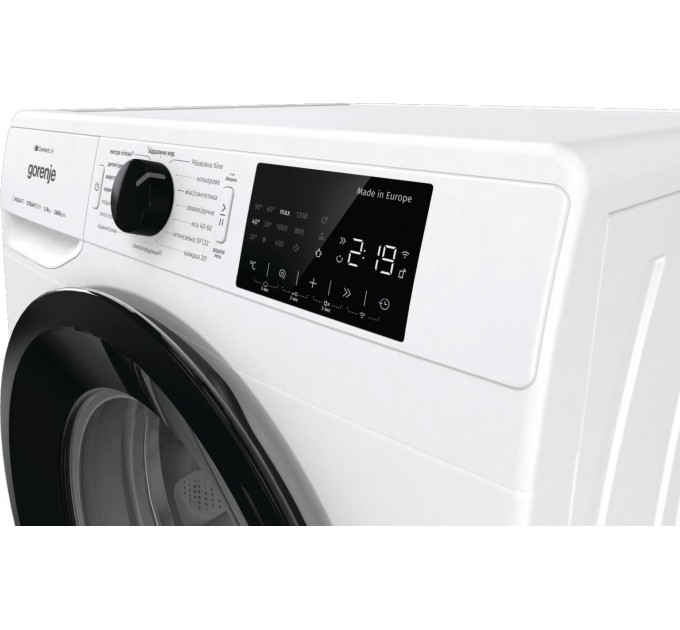 Пральна машина Gorenje фронтальна, 9кг, 1400, A+++, 46,5см, дисплей, інвертор, пара, Wi-Fi, білий