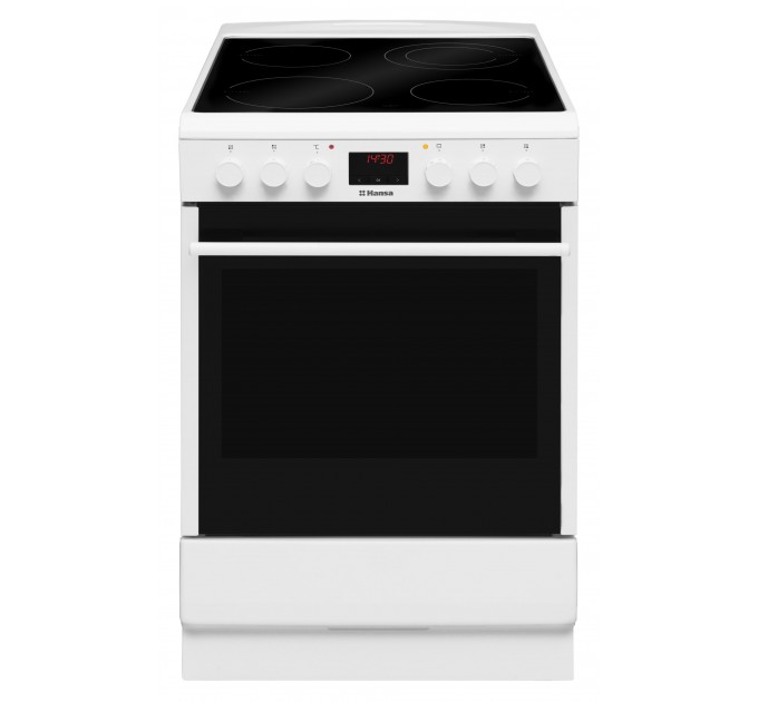 Плита Hansa электрическая стеклокерамическая, 65л, 50x60см, дисплей, конвекция, белый