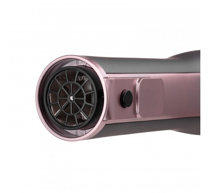 Фен-щітка ARDESTO Brush Pink Touch, 1200Вт, 2 швидкості, 2 темп. режими, LED-дисплей, функція іонізації , 4 насадки, сірий+ рожевий