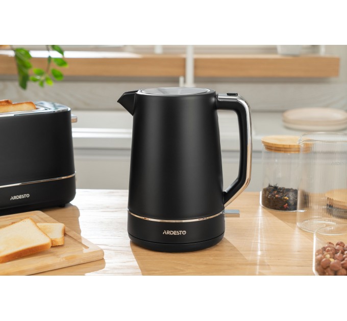 Електрочайник ARDESTO Timeless Elegance, 1.7л, Otter, пластик, чорний матовий