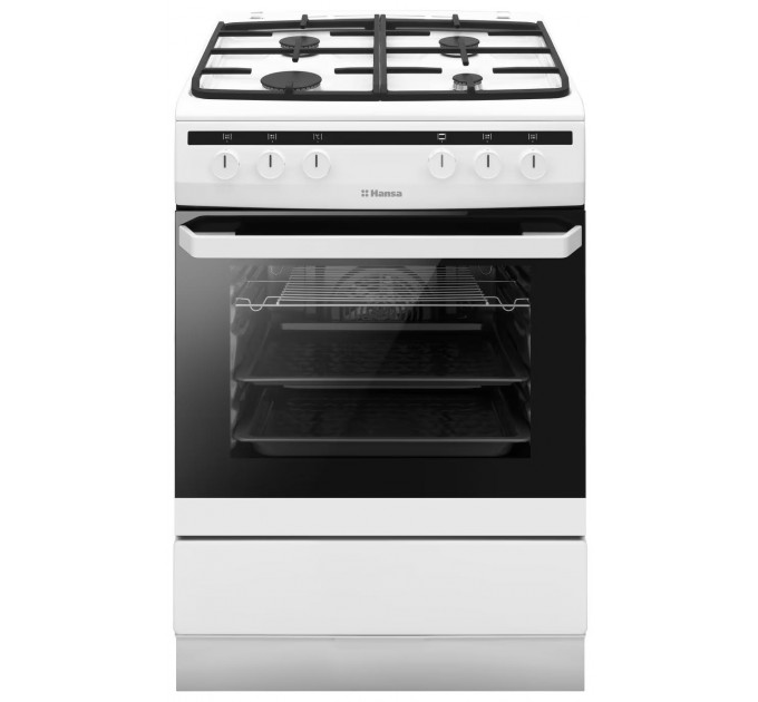 Плита Hansa комбинированная, 60х60см, 62л, чугун, газ контр., белый