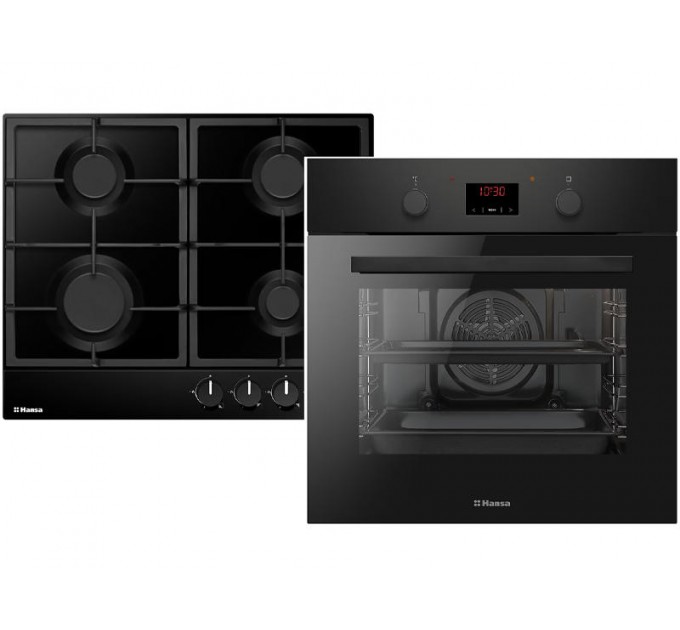 Комплект Hansa (духовка електрична + емальована газова поверхня), чорний
