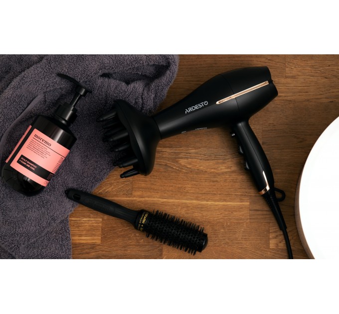 Фен Ardesto HD-Y220PRO, 1850-2200Вт, 2 швидкості, 3 темп.режими, дифузор,чорний+золото
