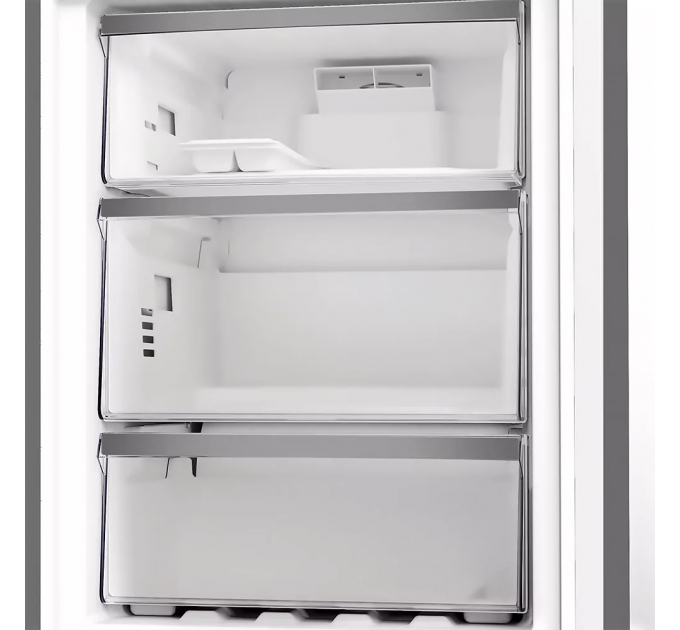 Холодильник Whirlpool з нижн. мороз., 186.5x60х66.3, холод.відд.-210л, мороз.відд.-104л, 2дв., А++, NF, дисплей, інв., зона нульова, сірий